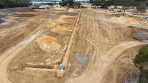 Partially complete sewer trench at Edenlife Byford.