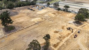 Aerial view of site works at Edenlife Byford, looking towards Briggs Road.