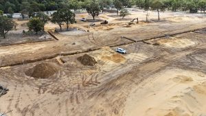 Construction vehicle inspecting site works at Edenlife Byford